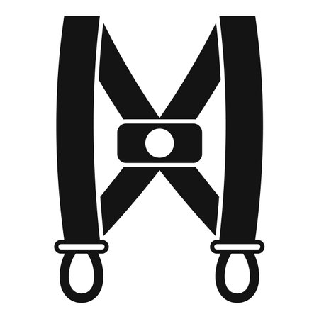 Black simple icon of crossed safety straps with a buckle for back and shouldersのイラスト素材