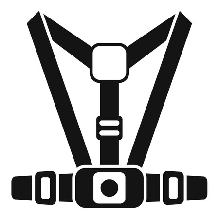 Black glyph icon for action camera body chest mount harness, filming extreme activityのイラスト素材