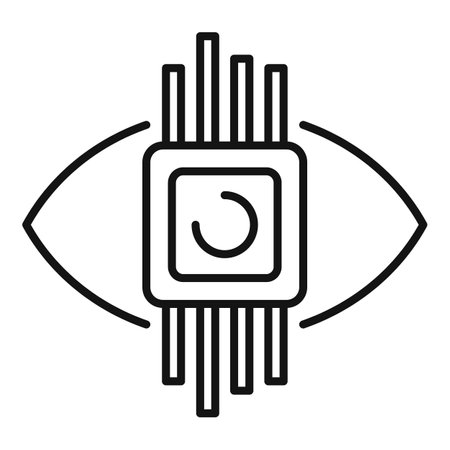 Outline icon representing the concept of artificial intelligence watchingのイラスト素材