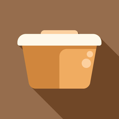 Plastic container with a lid is casting a shadow on a brown backgroundのイラスト素材