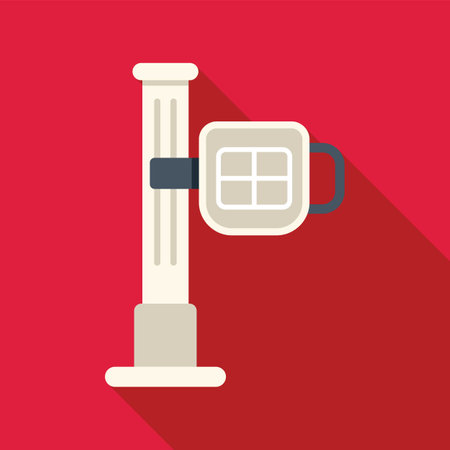 Outdoor advertising citylight on a column lighting up the street with a red backgroundのイラスト素材