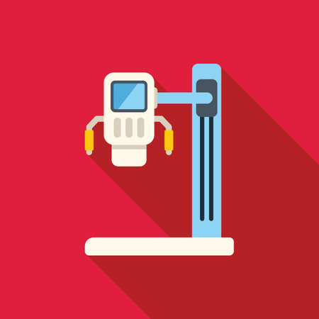 Modern medical linear equipment standing on the floor and making x ray procedureのイラスト素材
