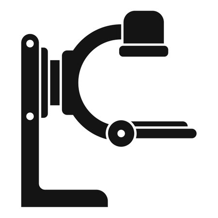 Black silhouette of a c arm machine used for medical imaging during surgical proceduresのイラスト素材