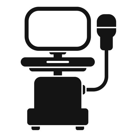 This simple black and white vector icon represents a modern ultrasound machine, commonly used in healthcareのイラスト素材