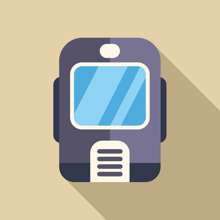 Modern high speed train front view icon in flat style with long shadow on a beige backgroundのイラスト素材