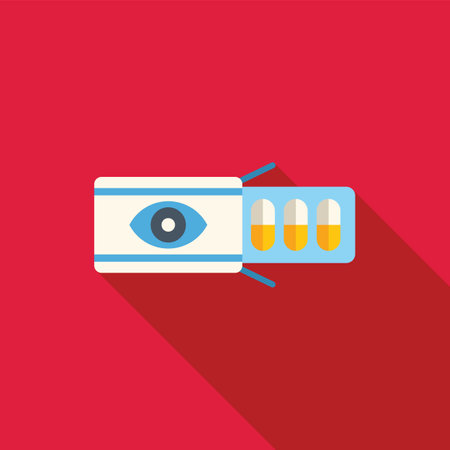 Blister pack of eye supplement pills is opening, improving eyesight with vitamins for healthのイラスト素材