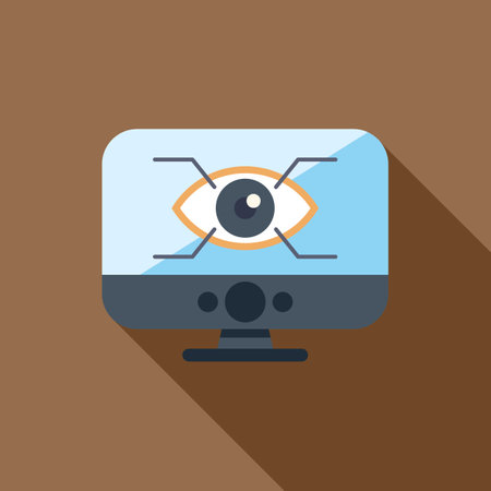 Modern flat icon style vector illustration representing an eye tracking system analyzing eye movementのイラスト素材