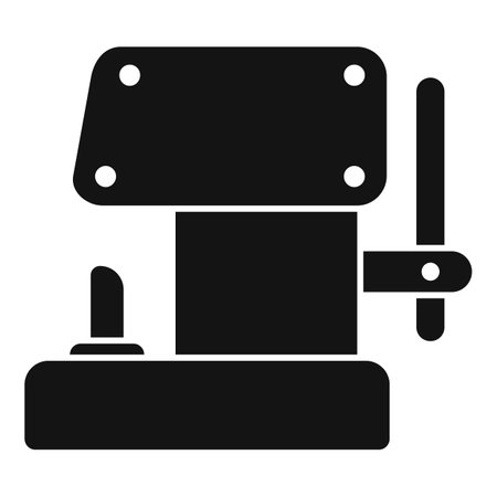 Simple vector illustration of a metalworking machine pressing metal detail in black silhouette style for industrial designのイラスト素材
