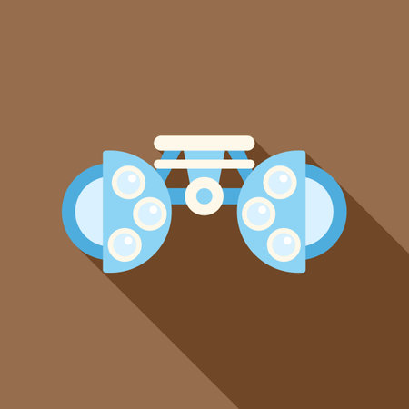 Blue and white binocular indirect ophthalmoscope, a tool used by optometrists and ophthalmologists for eye examinationのイラスト素材