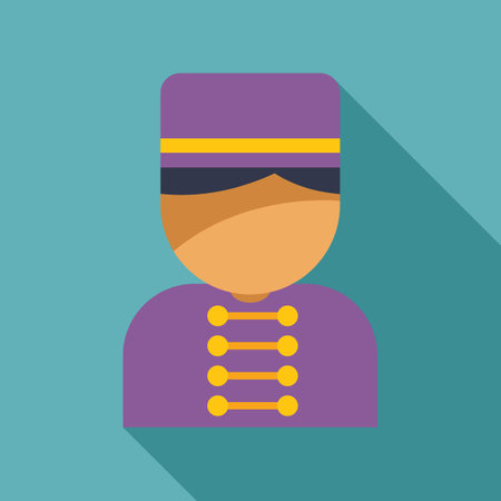 This colorful icon features a bellboy, representing hotel service and hospitalityのイラスト素材