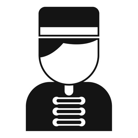 Black and white vector icon of a concierge wearing a uniform, representing hotel services and customer assistanceのイラスト素材