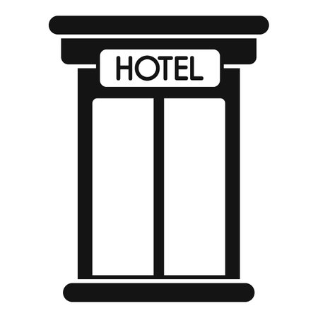 This vector icon represents a hotel building entrance, ideal for projects related to travel and tourismのイラスト素材