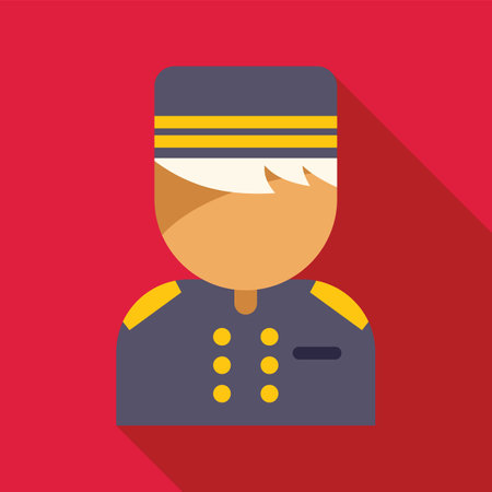 Faceless bellhop character wearing uniform standing at attentionのイラスト素材