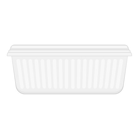 Closed rectangular plastic container with lid, blank mockup template for branding, front viewのイラスト素材