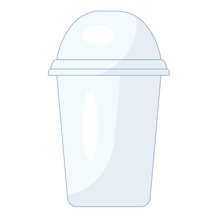 Minimalist illustration featuring a blank plastic cup with a domed lid, ideal for presenting smoothie, milkshake, or iced coffee brandingのイラスト素材