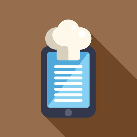 Smartphone showing online menu with chef hat representing online cooking courseのイラスト素材