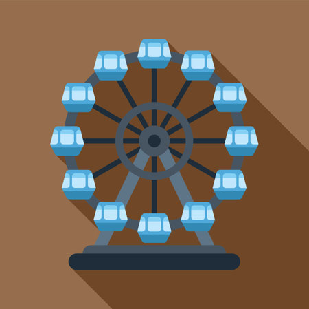 Colorful ferris wheel is rotating with its empty blue cabinsのイラスト素材