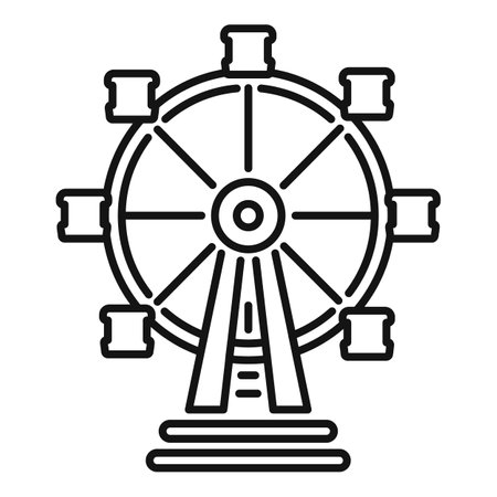 Line art icon of a ferris wheel rotating in an amusement parkのイラスト素材