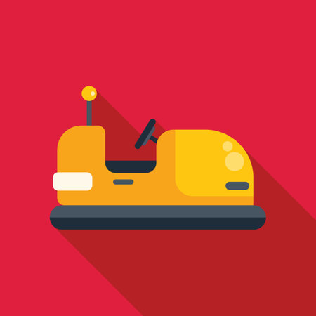 Yellow bumper car standing still, illustrating the concept of funfair attractionのイラスト素材