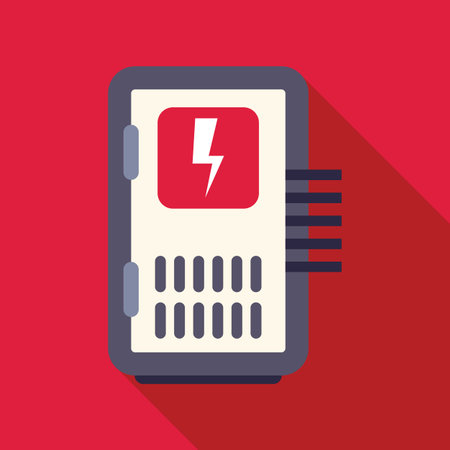 This illustration features an electrical panel with a prominent lightning bolt symbol, emphasizing electrical safety and potential hazardsのイラスト素材