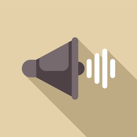 Megaphone is making sound waves in this flat design illustration with a long shadowのイラスト素材