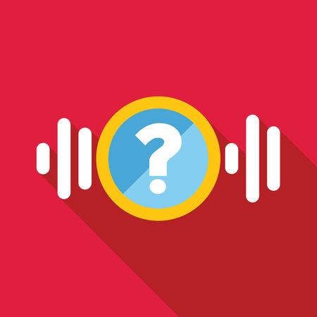 Question mark symbol appearing inside an audio track soundwave on red background with shadowのイラスト素材