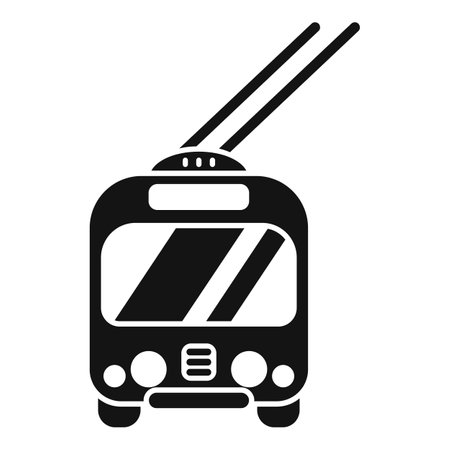 Trolleybus electric transport front view icon in glyph style, suitable for public transport app designのイラスト素材
