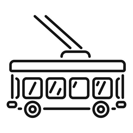 Simple and modern vector illustration of an electric trolleybus driving through city streetsのイラスト素材