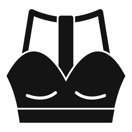 Simple black vector icon of a sports bra, ideal for fitness and sportswear marketingのイラスト素材