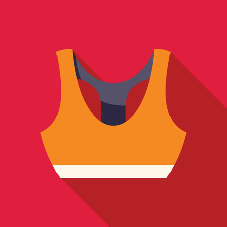 Orange sports bra on a red background, displaying a long shadow designのイラスト素材