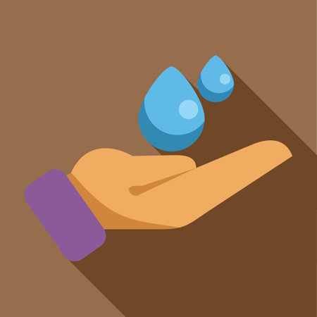 Hand is carefully holding two water droplets, emphasizing the importance of water conservation and responsible usageのイラスト素材