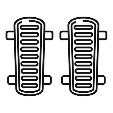 Simple vector icon representing a pair of football shin guards, essential protective gear for playersのイラスト素材