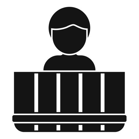 Man taking a bath relaxing in wooden bathtub icon simple vector. Water steam. Body careのイラスト素材