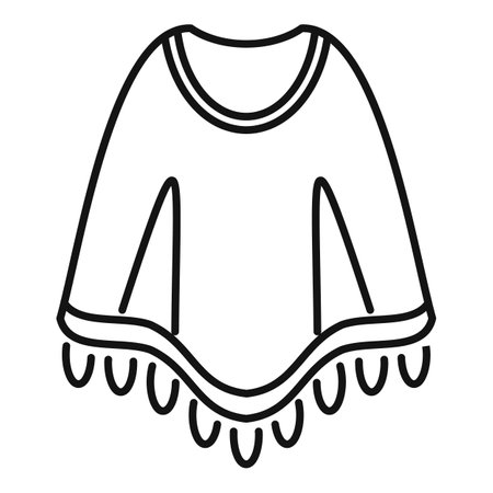 Mexican poncho with ornament for cinco de mayo celebrating icon, outline styleのイラスト素材