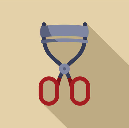 Red and blue eyelash curler on beige background creating long eyelashes for beauty treatmentのイラスト素材