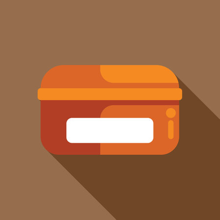 Simple vector illustration of a plastic container with a blank label, ideal for food or product packaging designsのイラスト素材