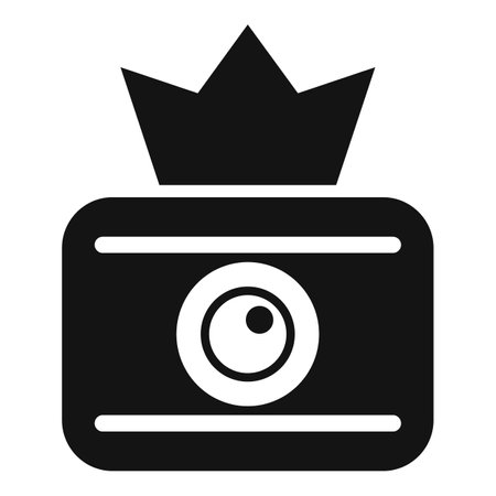 Simple vector icon of an action camera with a crown, representing the importance of recording and capturing memoriesのイラスト素材