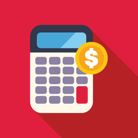 Calculator displaying financial data and coin with dollar sign showing profitable investmentのイラスト素材