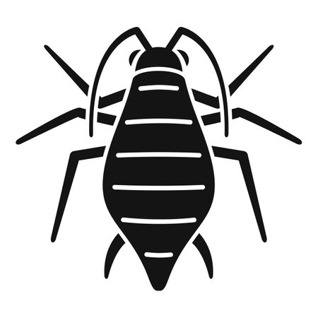 Black glyph icon representing an aphid, a small sap sucking insect, known as a common garden pestのイラスト素材
