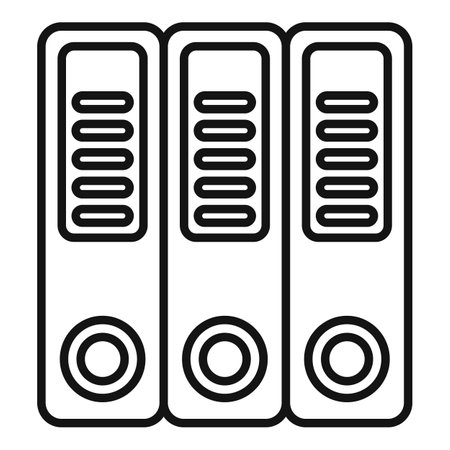 Simple black and white vector illustration of three office folders standing in a rowのイラスト素材