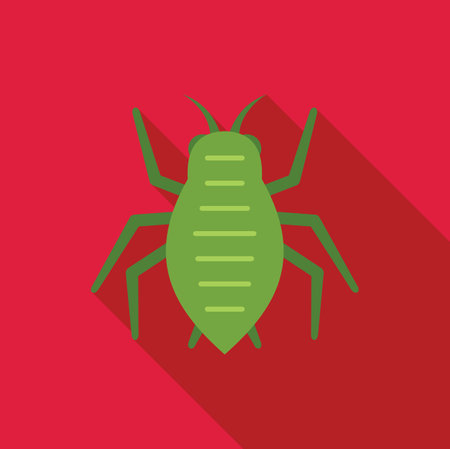 Green aphid insect pest bug icon illustration spreading on a red backgroundのイラスト素材