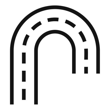 Simple black and white vector icon of a road marking showing a u turnのイラスト素材