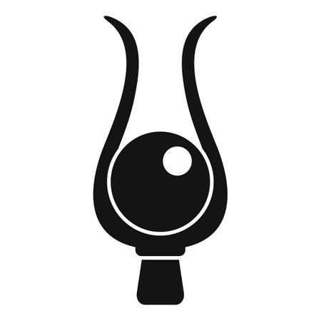Simple vector icon depicting an ancient egyptian symbol holding a glowing orb, representing power and divinityのイラスト素材
