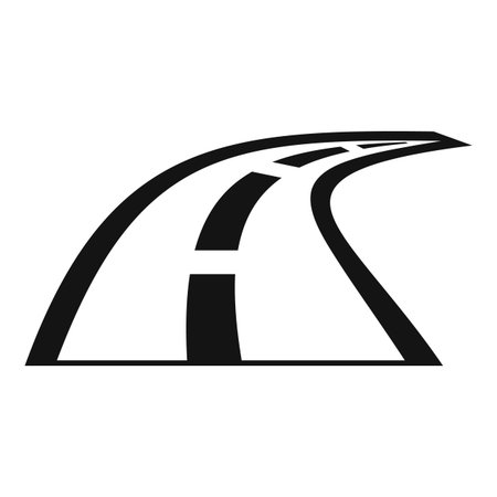 Simple black and white icon of a winding road disappearing into the distanceのイラスト素材