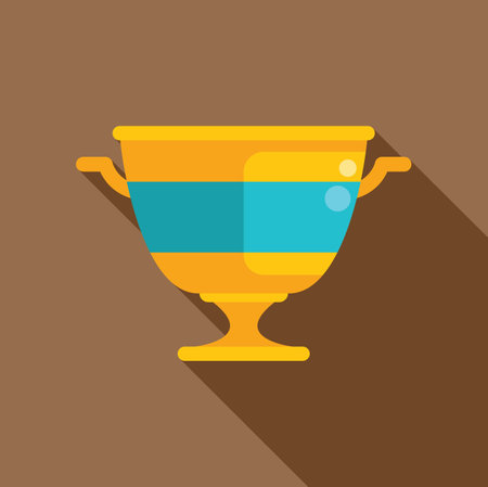 Ancient greek vase standing on pedestal with long shadow, flat style iconのイラスト素材