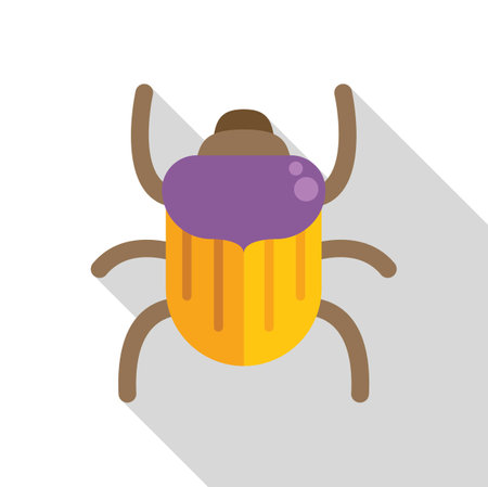 Yellow beetle insect crawling with purple shell iconのイラスト素材
