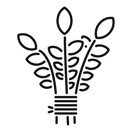 Line art icon of a bunch of wheat tied together with a rope, representing agriculture and harvestのイラスト素材