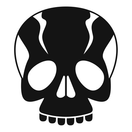 Simple black and white vector icon of a skull, perfect for projects related to halloween, death, or the macabreのイラスト素材