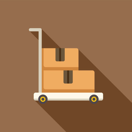 Two stacked cardboard boxes secured on a hand truck represent efficient delivery and logisticsのイラスト素材