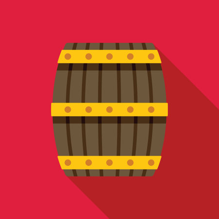 Barrel with metal rings made in modern flat style with long shadowのイラスト素材